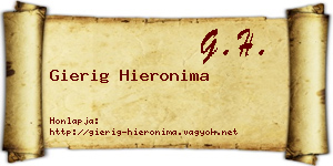 Gierig Hieronima névjegykártya